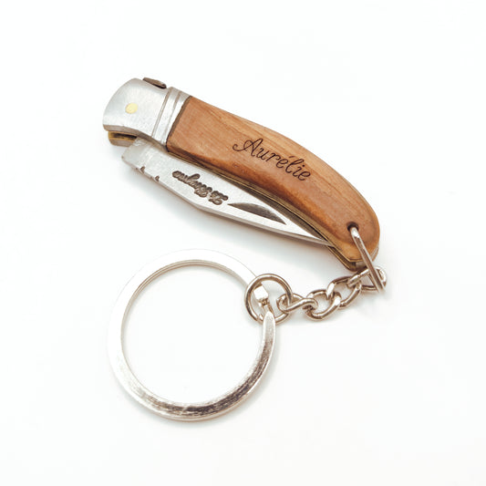 Couteau porte-clé en bois personnalisé