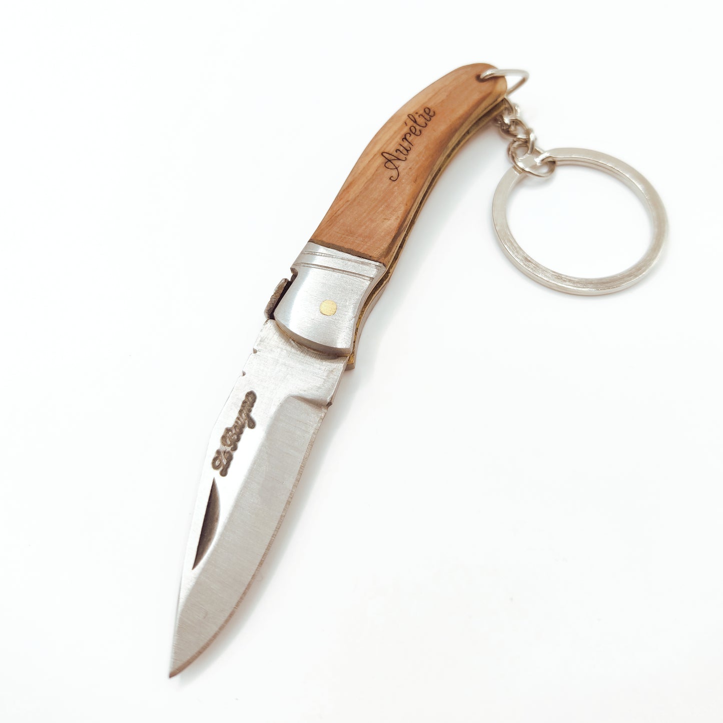 Couteau porte-clé en bois personnalisé