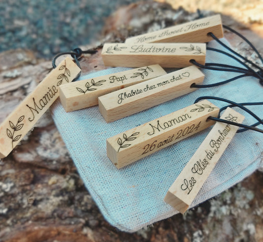Porte-clés bois de hêtre personnalisé