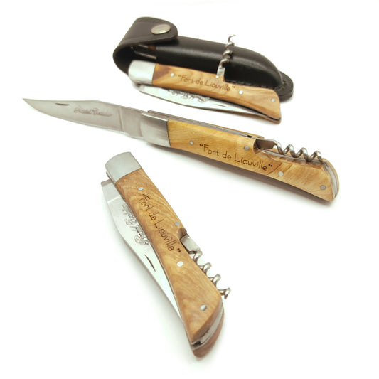 Couteau rustique en bois personnalisé et tire-bouchon