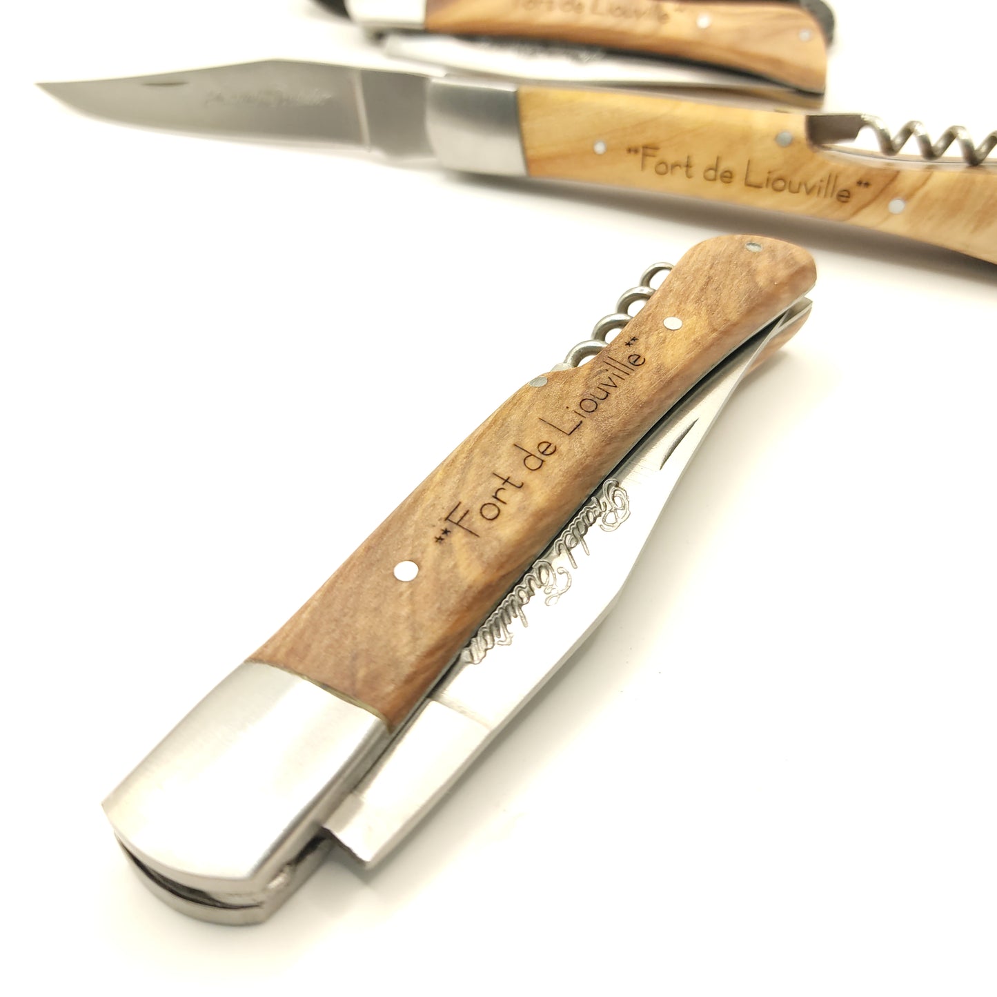 Couteau rustique en bois personnalisé et tire-bouchon