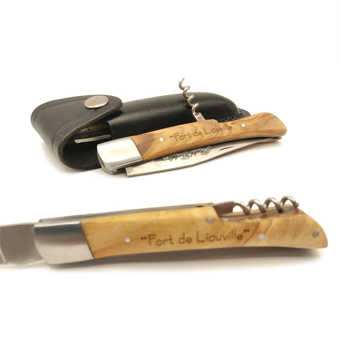 Couteau rustique en bois personnalisé et tire-bouchon