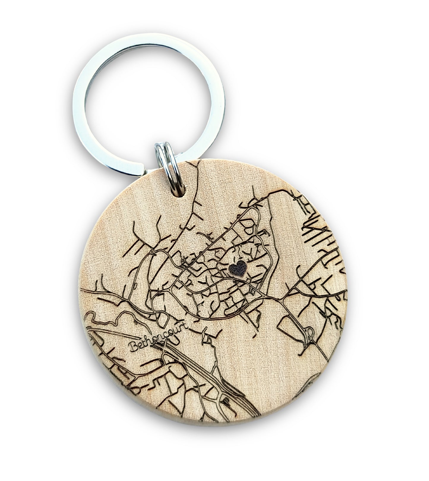 Porte-clés en bois massif "Maps" – Un souvenir gravé