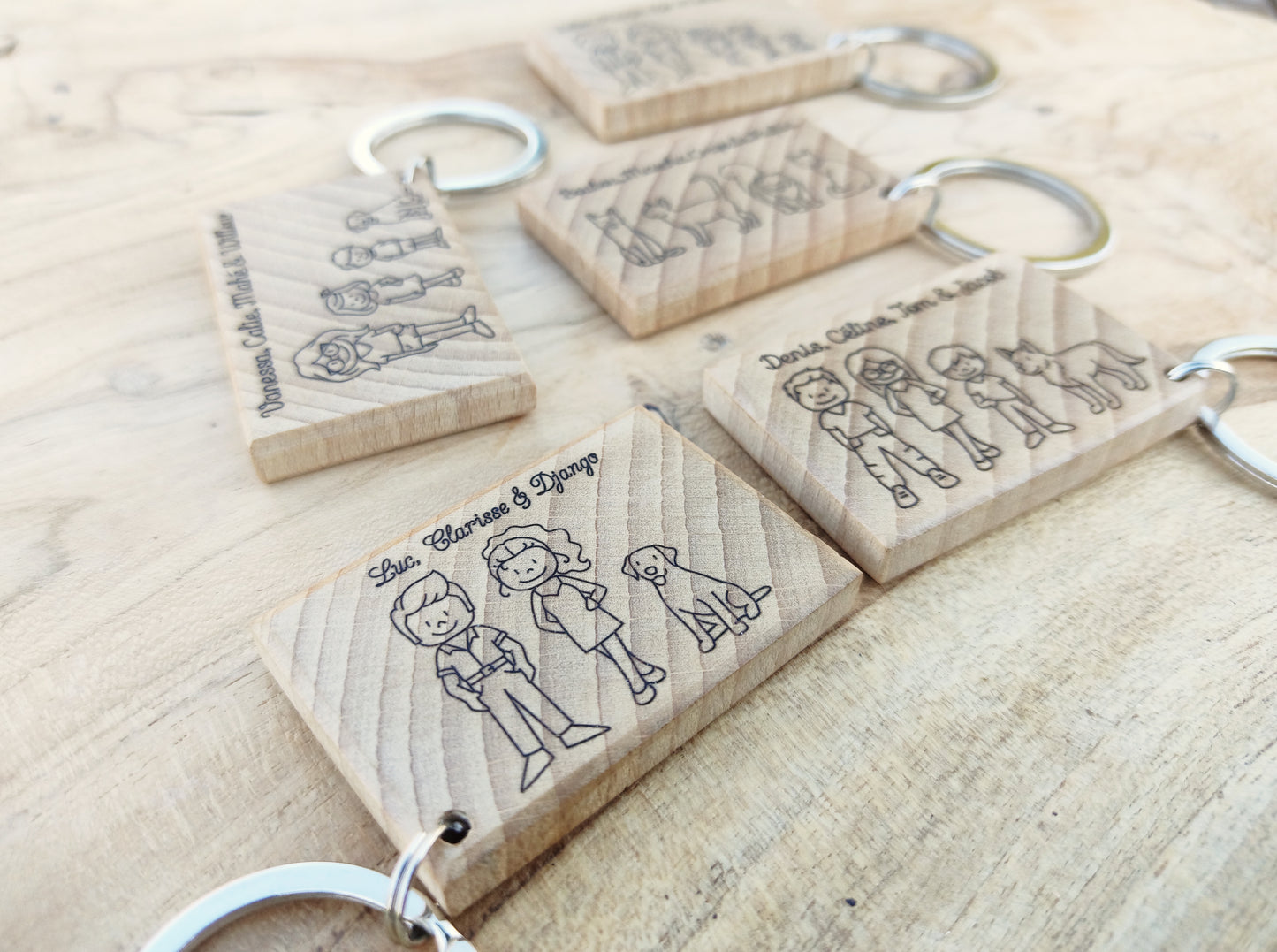 Porte clé famille personnalisé - L'Atelier du bois 88