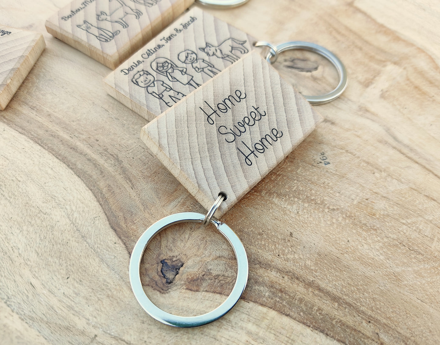 Porte clé famille personnalisé - L'Atelier du bois 88