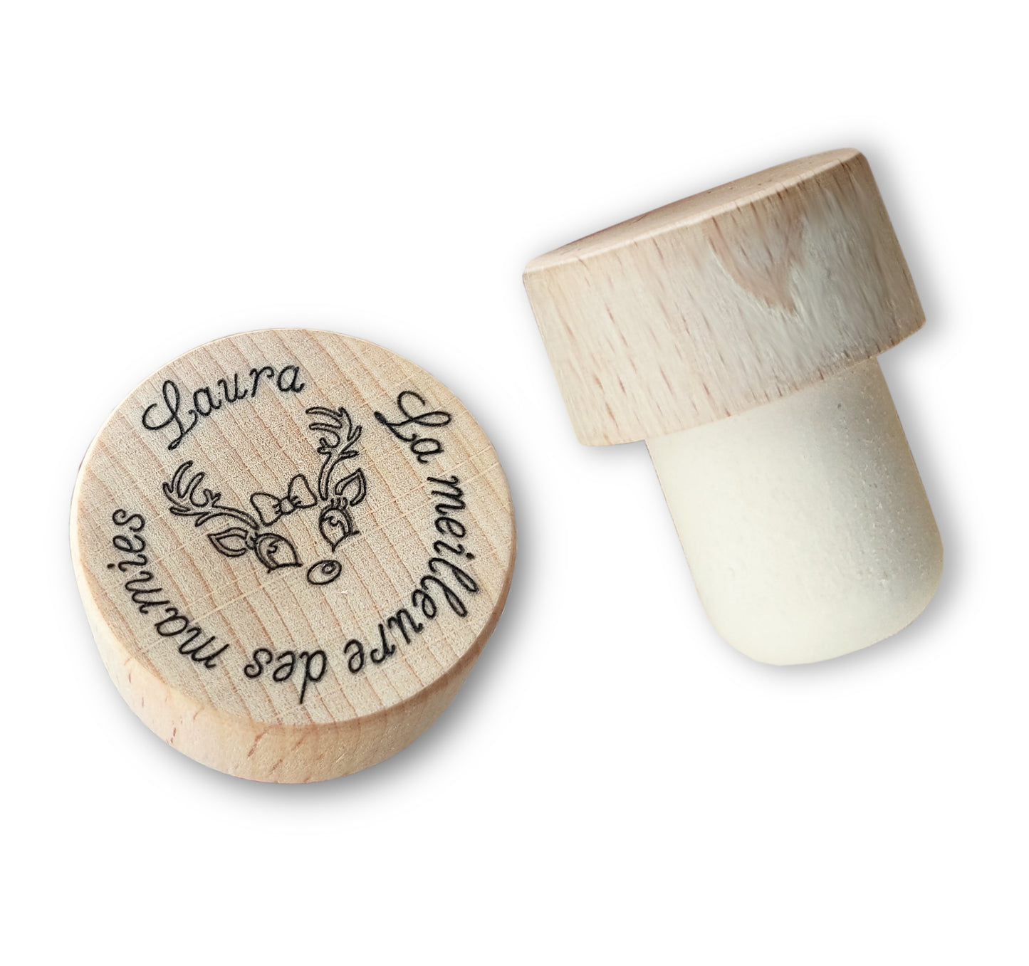 Bouchon bouteille de vin personnalisé couple - L'Atelier du bois 88
