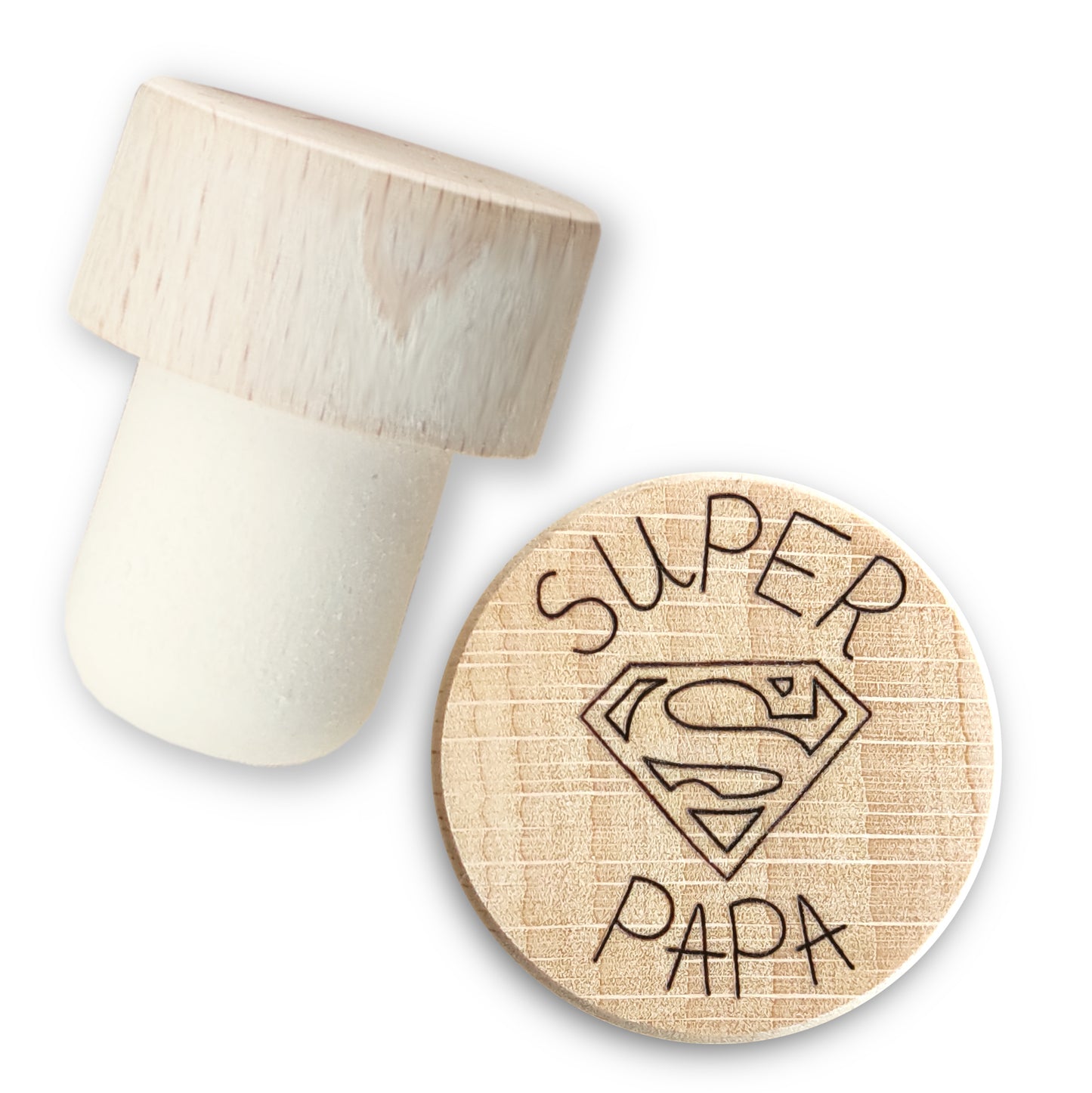Bouchon bouteille de vin personnalisé Super Papa, Papi .... - L'Atelier du bois 88
