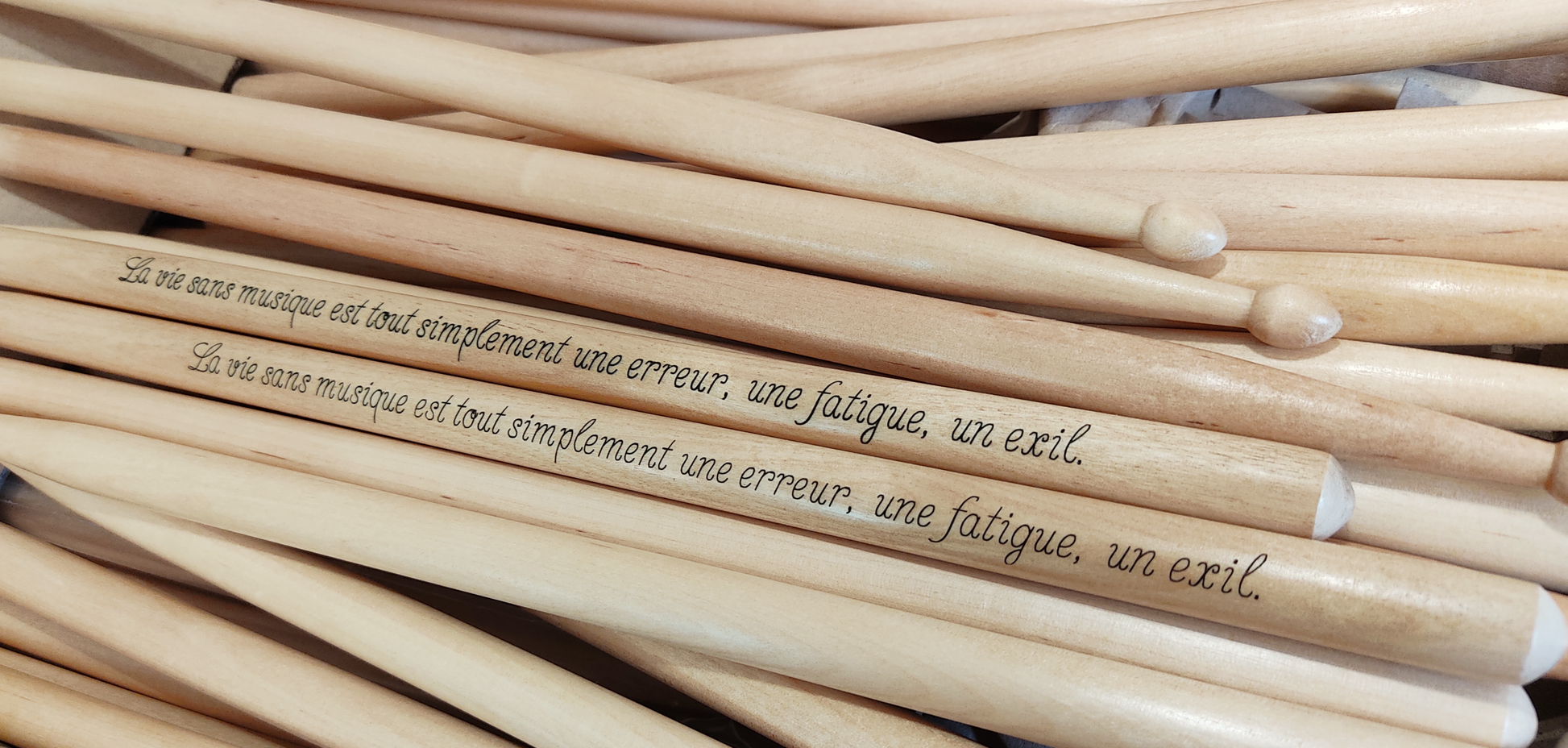 Ensemble baguettes de batterie érable personnalisées