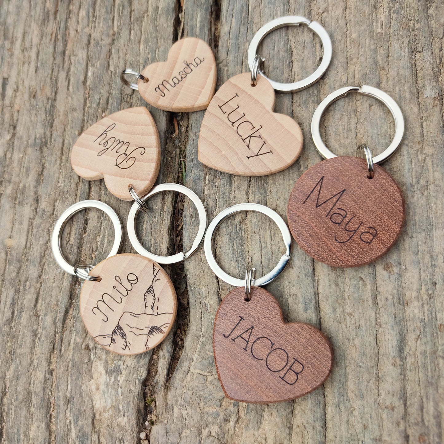 Médaille pour chat cœur en bois massif - L'Atelier du bois 88