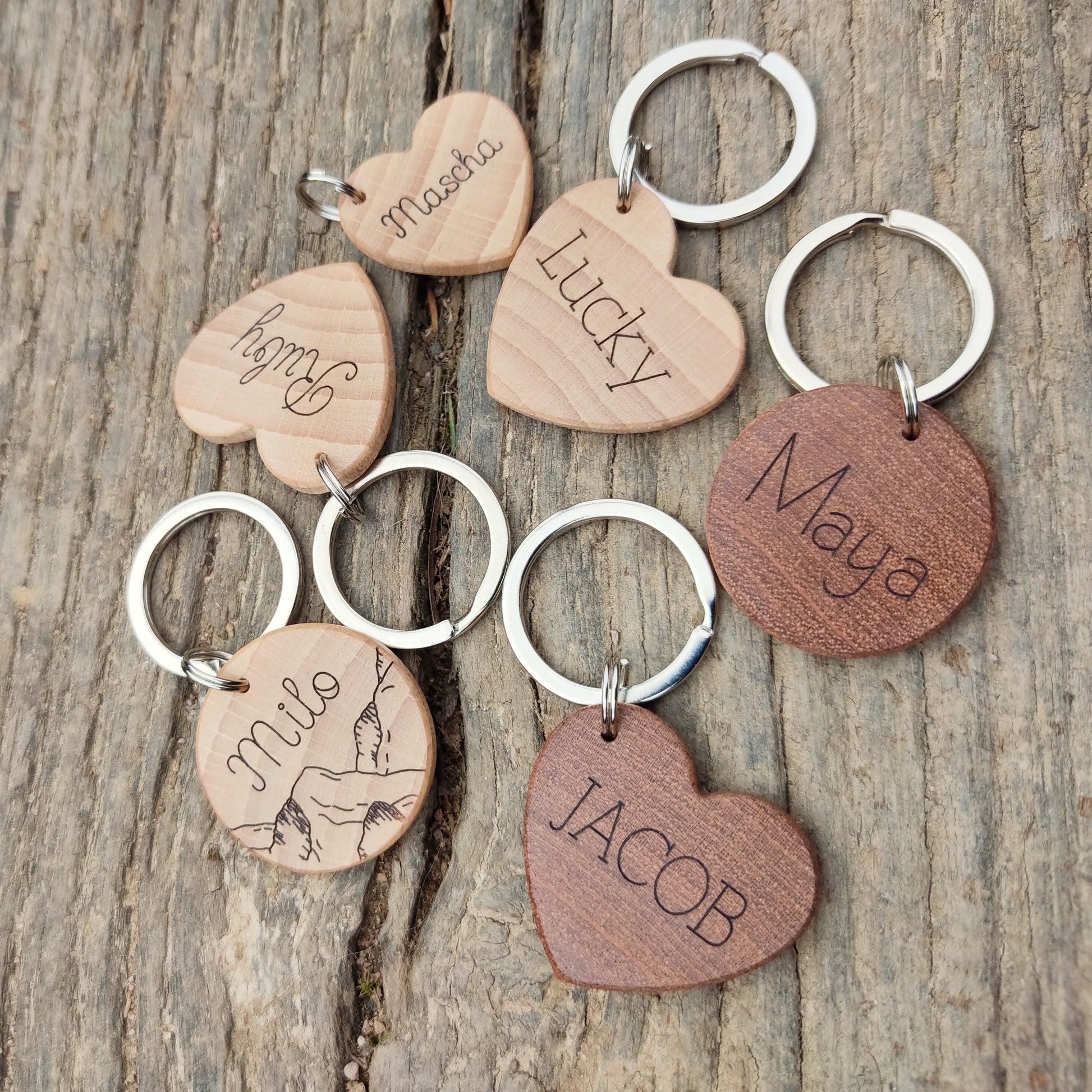 Médaille pour chat cœur en bois massif - L'Atelier du bois 88