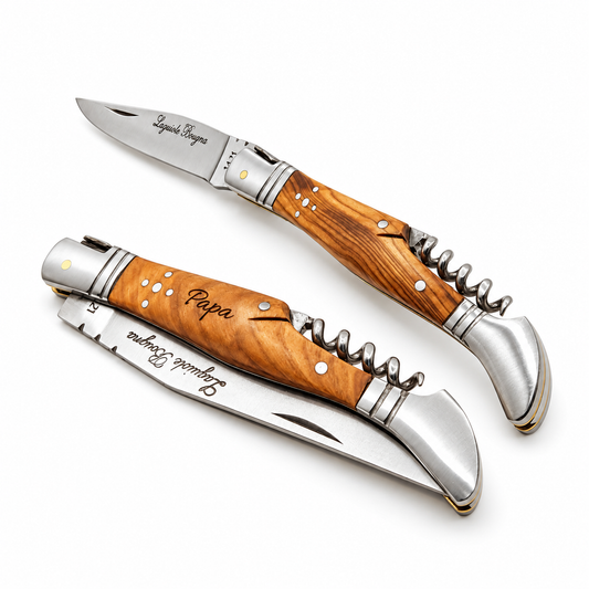 Couteau Laguiole Bougna en bois personnalisé et tire-bouchon
