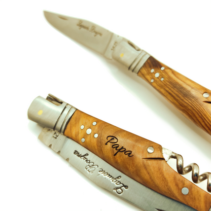 Couteau Laguiole Bougna en bois personnalisé et tire-bouchon
