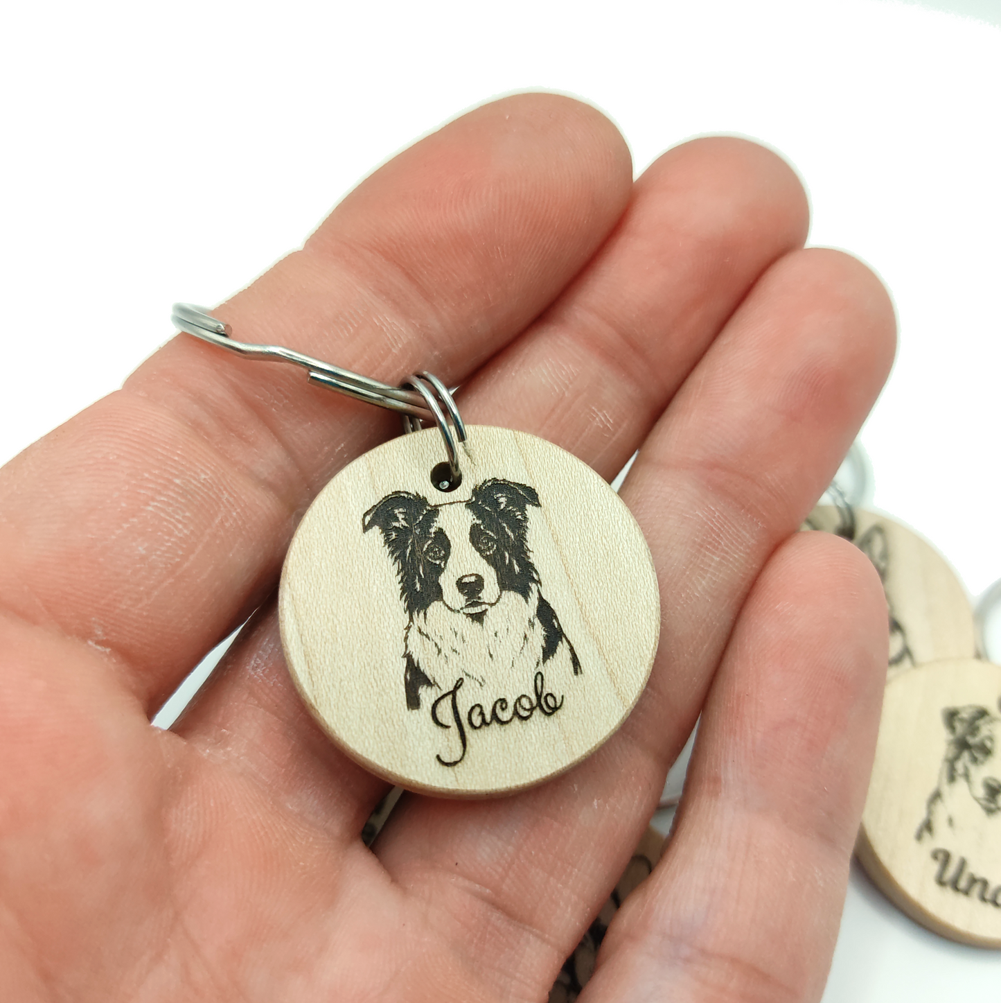 Médaille pour chien en bois massif