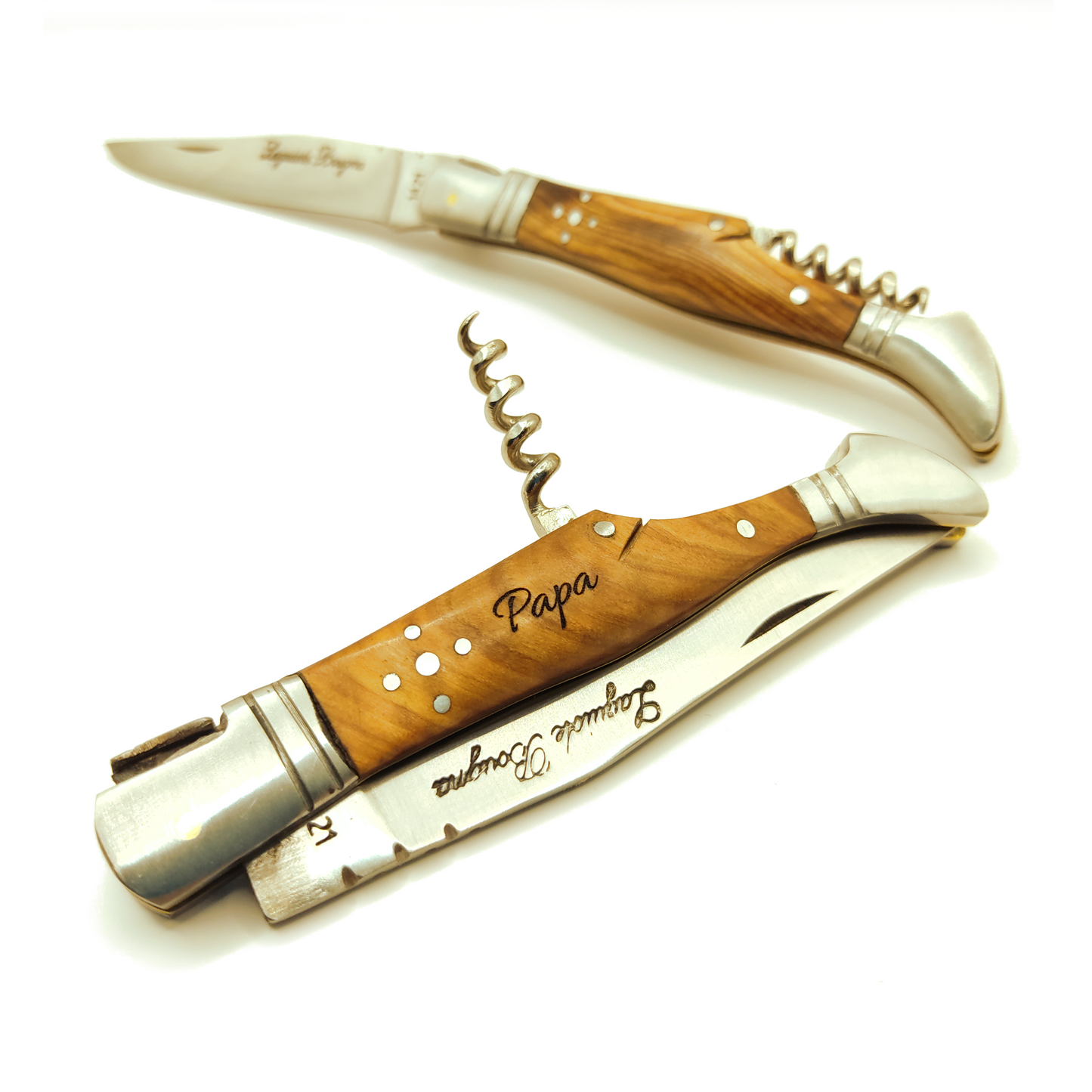 Couteau Laguiole Bougna en bois personnalisé et tire-bouchon