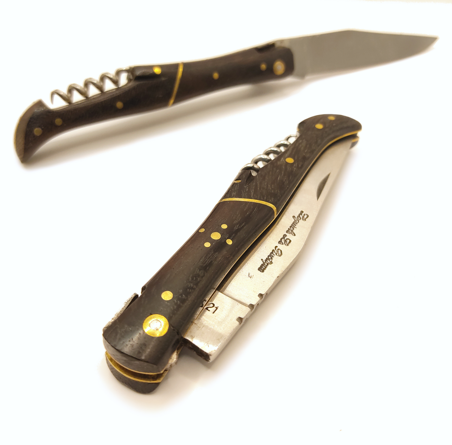 Couteau Laguiole Bougna en bois personnalisé et tire-bouchon
