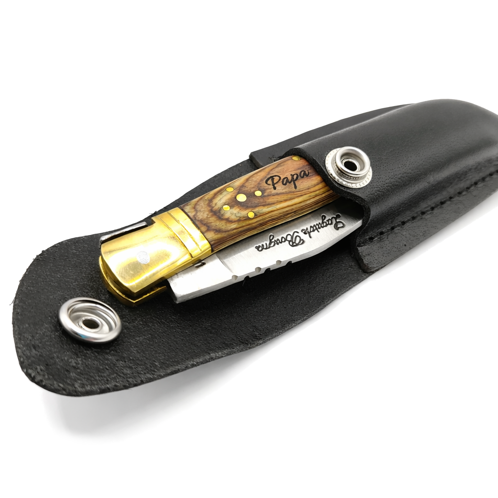 Couteau Laguiole Bougna en bois personnalisé et tire-bouchon