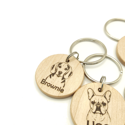 Médaille pour chien en bois massif