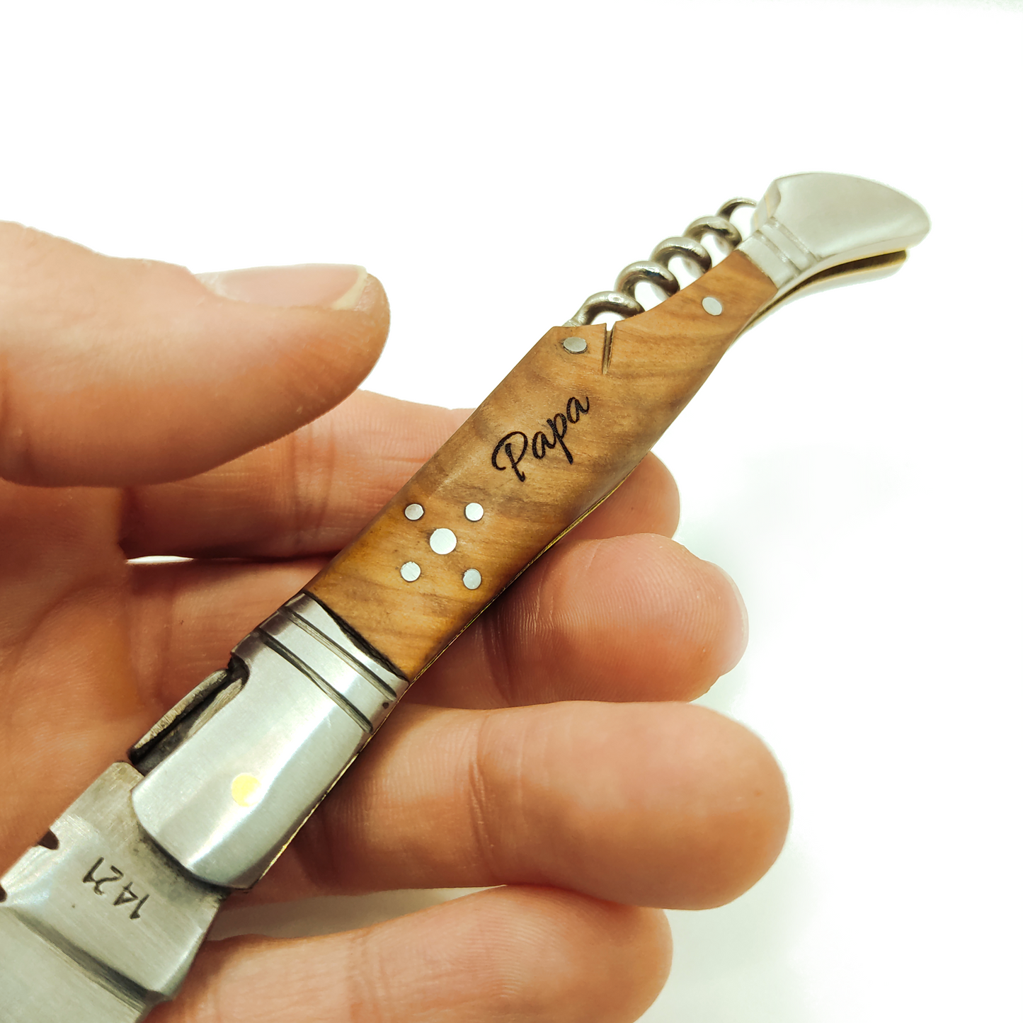 Couteau Laguiole Bougna en bois personnalisé et tire-bouchon