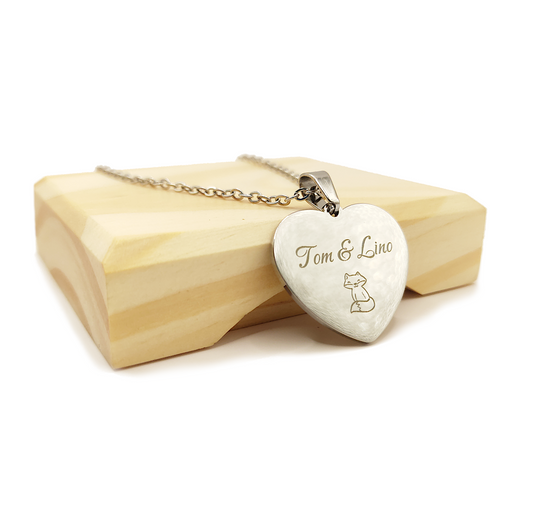 Pendentif cœur personnalisé et boîte en pin