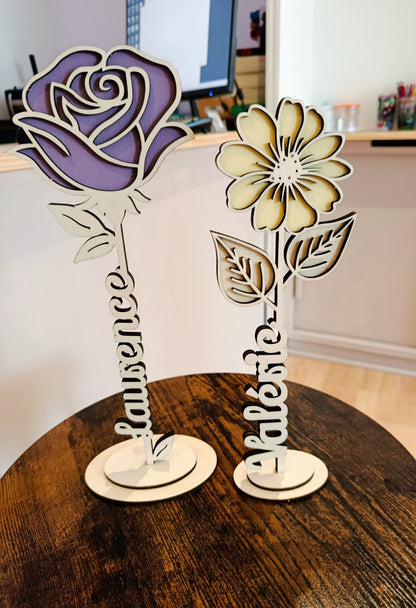 Fleurs en bois personnalisées