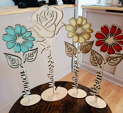 Fleurs en bois personnalisées