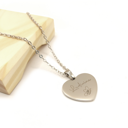 Pendentif cœur personnalisé et boîte en pin