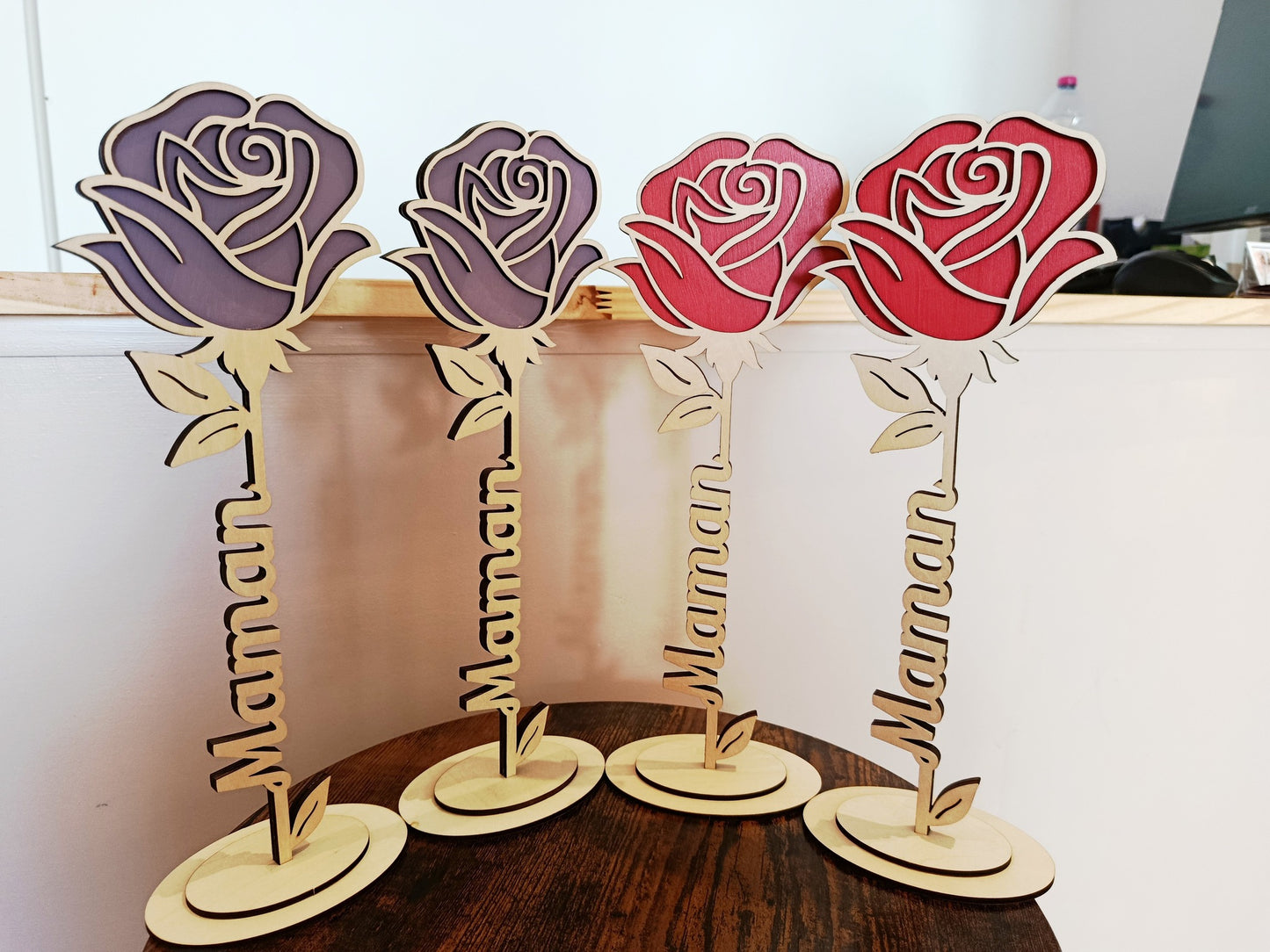 Fleurs en bois personnalisées
