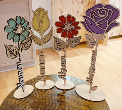 Fleurs en bois personnalisées