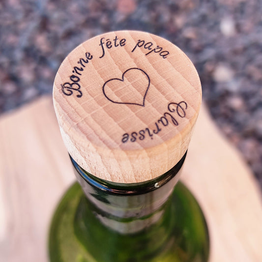Bouchon bouteille de vin personnalisé - L'Atelier du bois 88