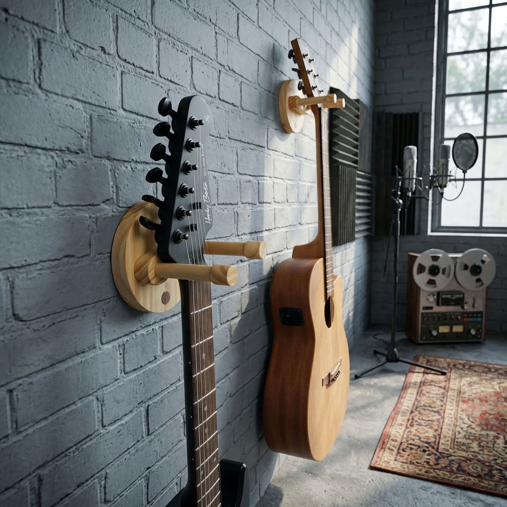 Support mural bois pour guitare