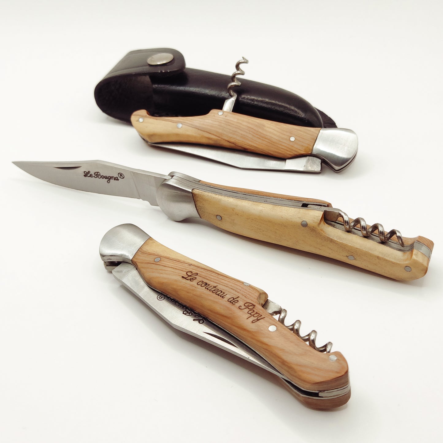 Couteau rustique en bois personnalisé et tire-bouchon