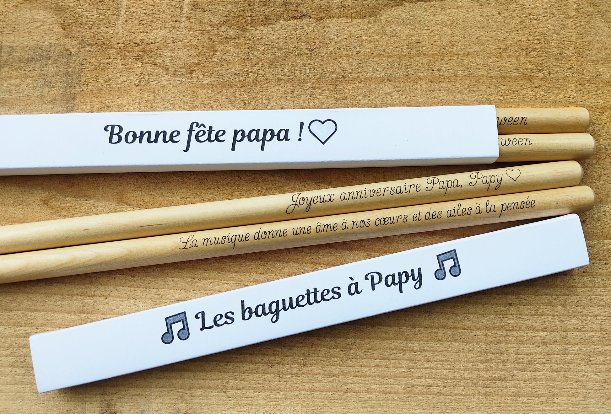 Baguettes en bois personnalisées Baguettes personnalisées