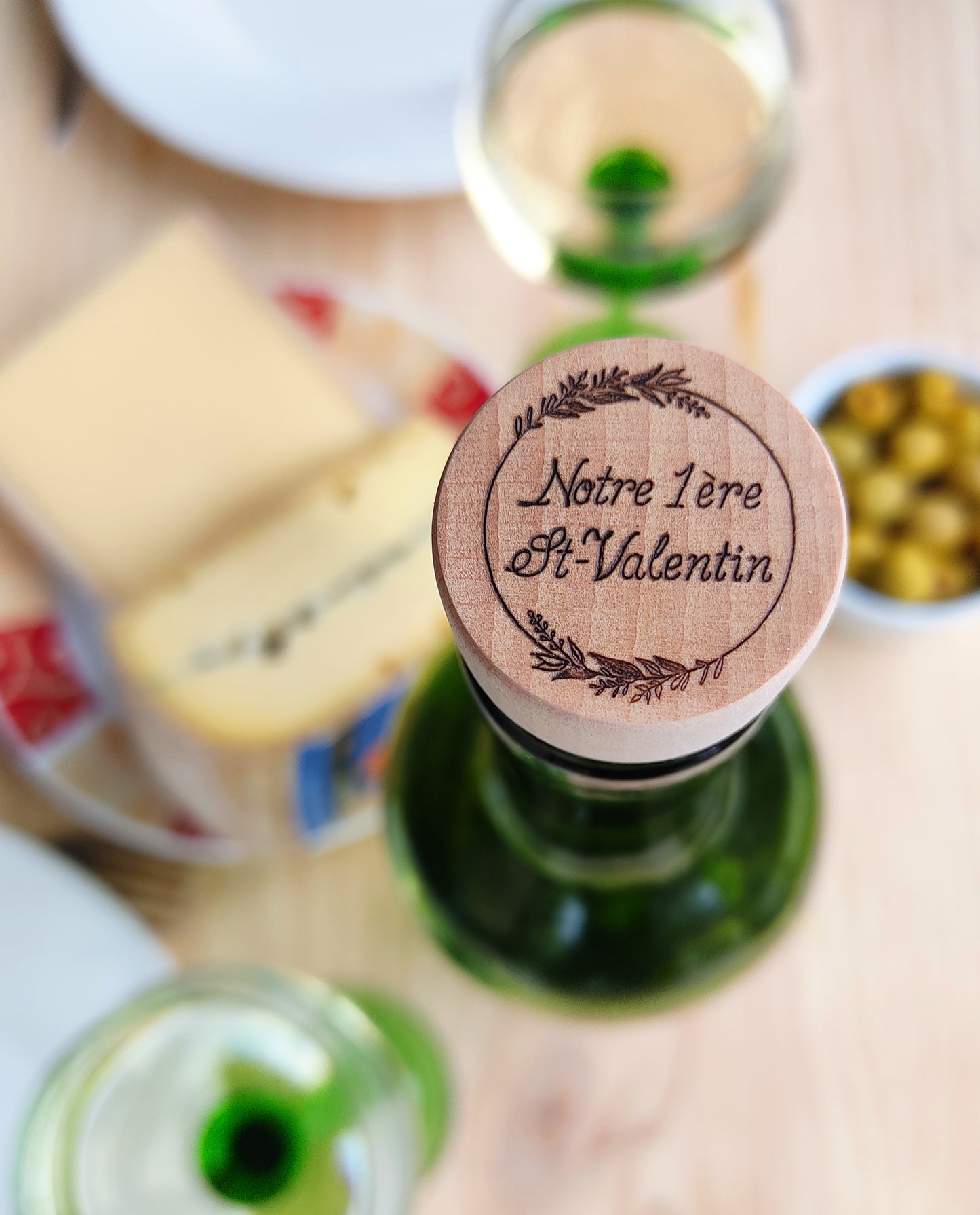 Bouchon bouteille de vin spécial St-Valentin personnalisé - L'Atelier du bois 88