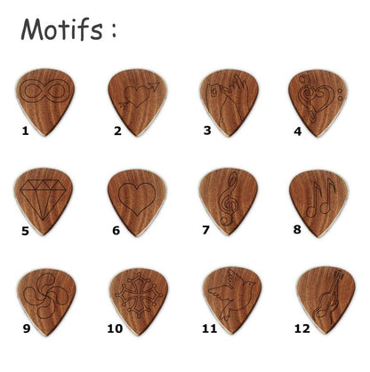 Médiator acajou motif coeur - L'Atelier du bois 88