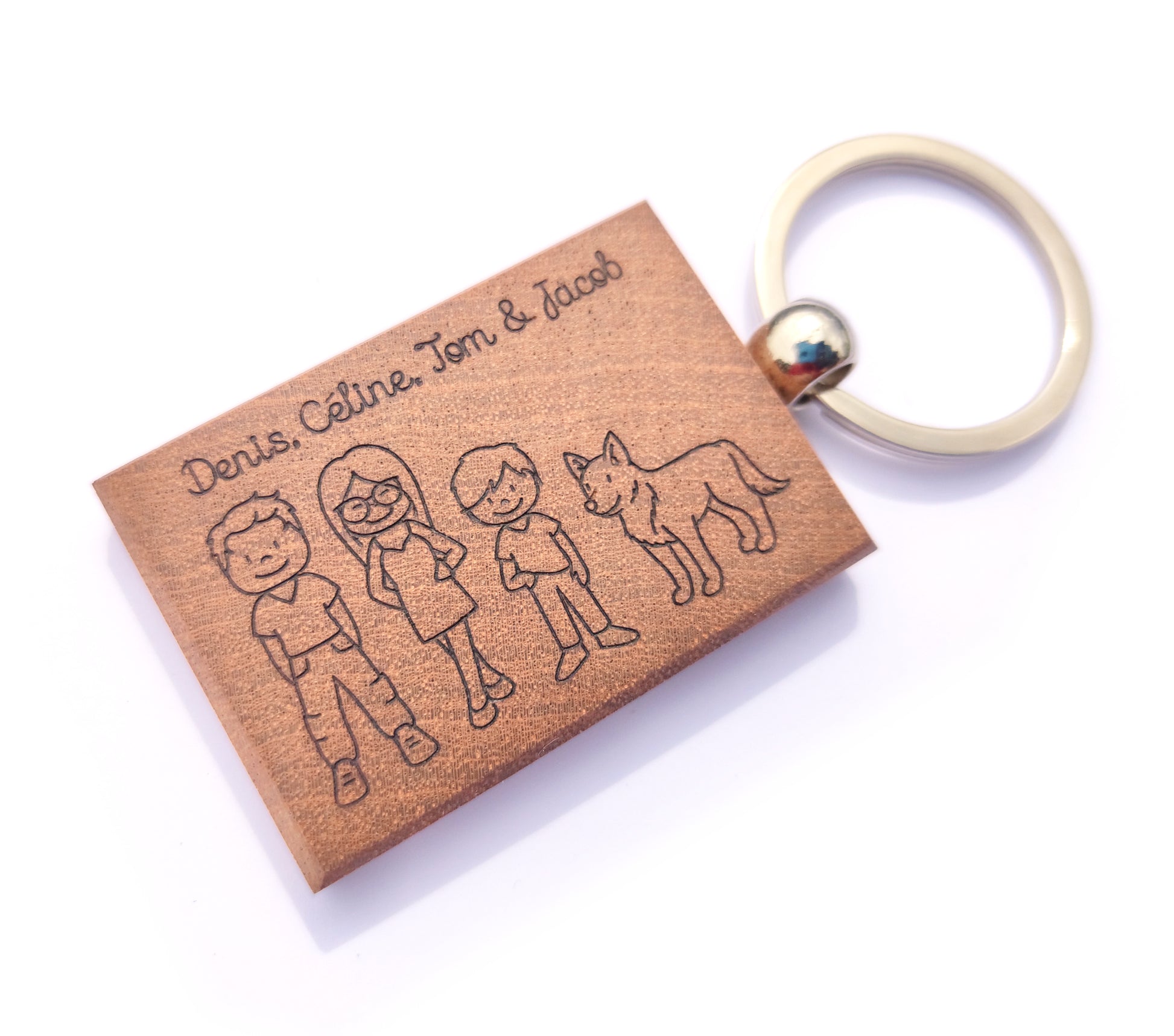 Porte clef Biscuit petit beurre en bois personnalisable 2 faces