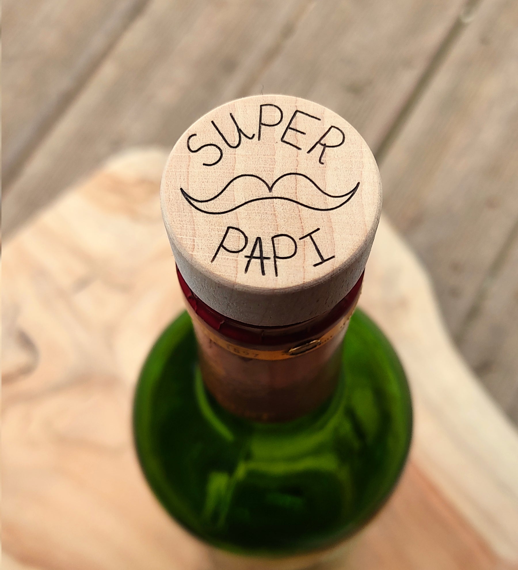 Bouchon bouteille de vin personnalisé Super Papa, Papi .